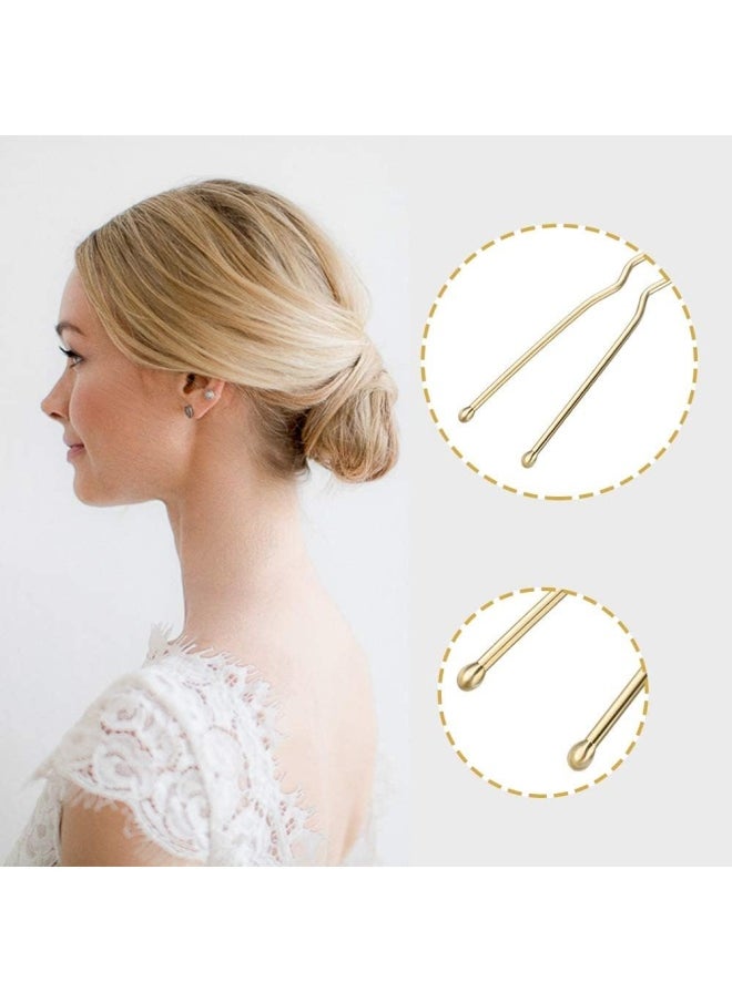 Premify - U Shaped Hair Pins, Pack Of 120 Bobby Pins Bun Hair Pins, Blonde Hair Grips, Hair Pin For Women, Wedding Bridal Blonde Color Hairpins In Plastic Box - Image 1