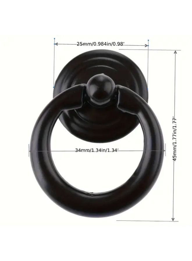 4 Pcs Black Cabinet Handles Sleek Matte Finish Durable Metal Ring Pulls For Kitchen Bathroom - Image 2