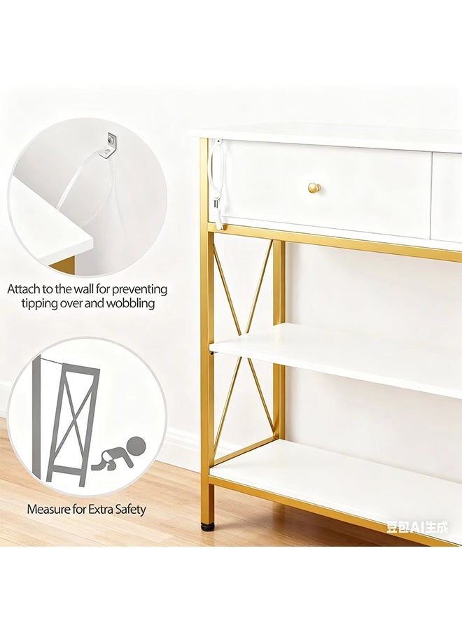 JCB CHIC Sofa Table with 2-Tier Storage Layers，Console Table with 2 Cabinet,Console Display Shelf,Wood Large Bookshelf Shoe Cabinet Side table For  Living Room, Hallway, Entrance, Foyer - Image 3