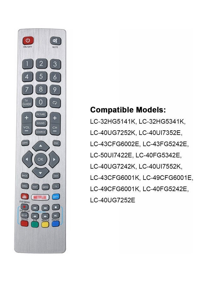 Raxoom TV Remote Control For Sharp Aquos Silver - Image 2
