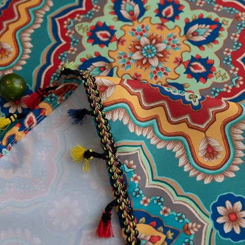 Erbnaryx Handblock Print Tablecloth for Square Tables, Boho Table Cover with Fringed Edges, Decorative Tablecloth for Kitchen and Dining Room,59"x 102" - Image 5