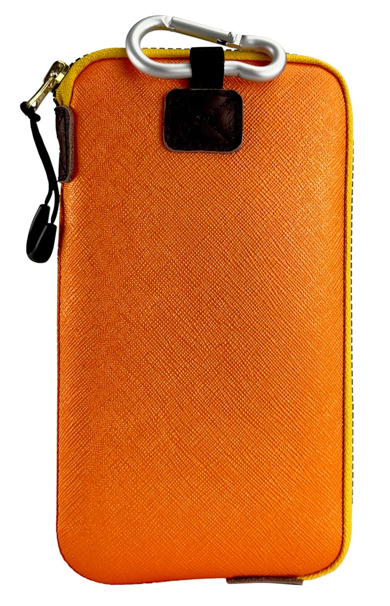 OneJoy Neoprene Phone Pouch, Lightweight Protective Cellphone Sleeve with Large Zipper Opening, Inner Pocket, Thermal Insulated, Durable Cell Phone Carrier for iPhone & Smartphones [ Orange ] - Image 1