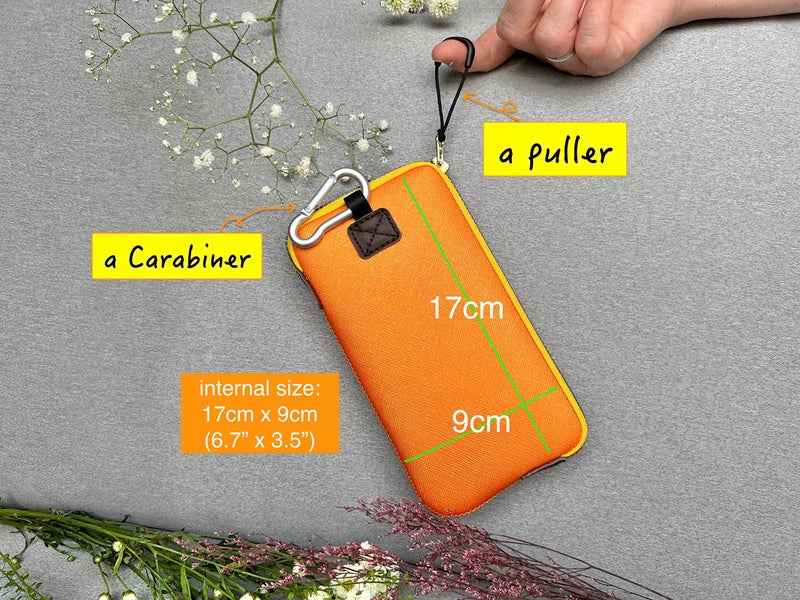 OneJoy Neoprene Phone Pouch, Lightweight Protective Cellphone Sleeve with Large Zipper Opening, Inner Pocket, Thermal Insulated, Durable Cell Phone Carrier for iPhone & Smartphones [ Orange ] - Image 5