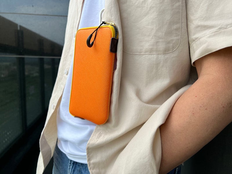 OneJoy Neoprene Phone Pouch, Lightweight Protective Cellphone Sleeve with Large Zipper Opening, Inner Pocket, Thermal Insulated, Durable Cell Phone Carrier for iPhone & Smartphones [ Orange ] - Image 3