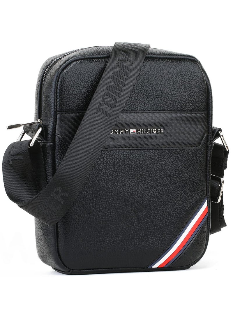 Tommy Hilfiger Plus Black Leather Tommy Hilfiger Crossbody Messenger Bag For Men  - Image 1