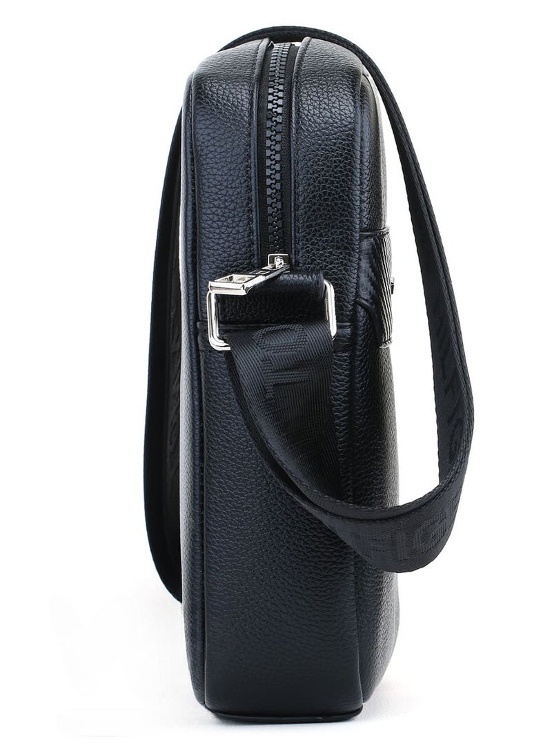 Tommy Hilfiger Plus Black Leather Tommy Hilfiger Crossbody Messenger Bag For Men  - Image 2
