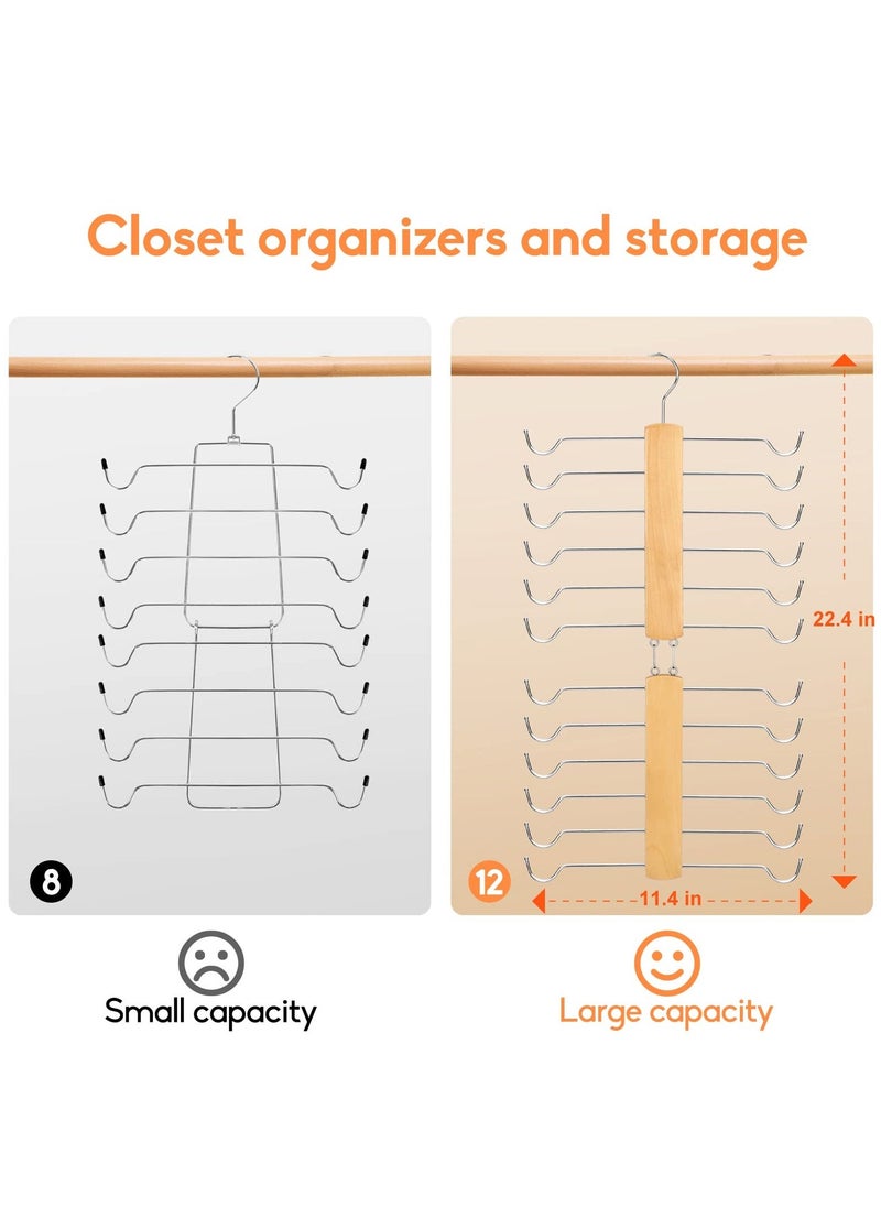 Generic - 2 Pcs Tank Top Hangers, Wooden Underwear Hanger, 360° Rotating Bra Hanger for Tank Tops/Bras/Camisole, Closet Tank Top Hanger with 12 Metal Hooks, Hold 12 Tank Tops or Bras - Image 1