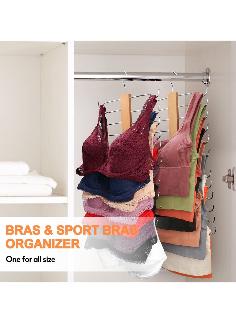 Generic - 2 Pcs Tank Top Hangers, Wooden Underwear Hanger, 360° Rotating Bra Hanger for Tank Tops/Bras/Camisole, Closet Tank Top Hanger with 12 Metal Hooks, Hold 12 Tank Tops or Bras - Image 1