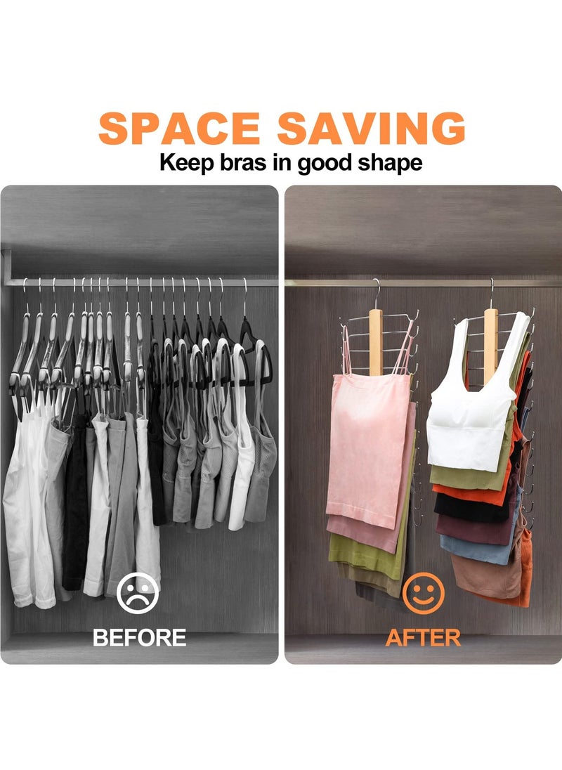 Generic - 2 Pcs Tank Top Hangers, Wooden Underwear Hanger, 360° Rotating Bra Hanger for Tank Tops/Bras/Camisole, Closet Tank Top Hanger with 12 Metal Hooks, Hold 12 Tank Tops or Bras - Image 1