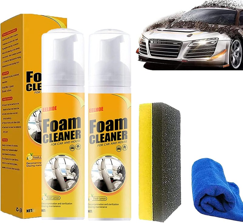 Car Magic Foam Cleaner, Foam Cleaner All Purpose, Foam Cleaner for Car and House Lemon Flavor, Powerful Stain Removal Kit Foam Cleaner for Car, Kitchen, Bathroom, ect (150ml, 2Pcs) - Image 1