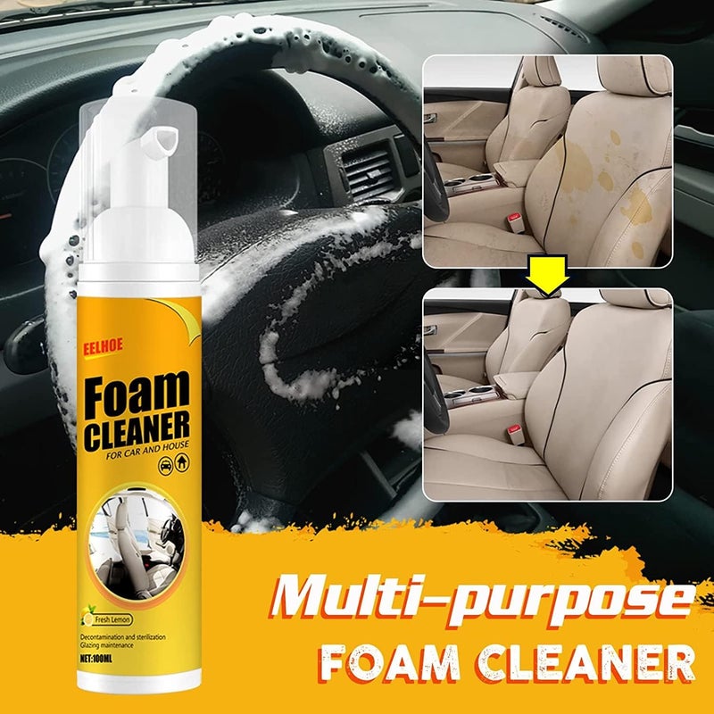 Car Magic Foam Cleaner, Foam Cleaner All Purpose, Foam Cleaner for Car and House Lemon Flavor, Powerful Stain Removal Kit Foam Cleaner for Car, Kitchen, Bathroom, ect (150ml, 2Pcs) - Image 3