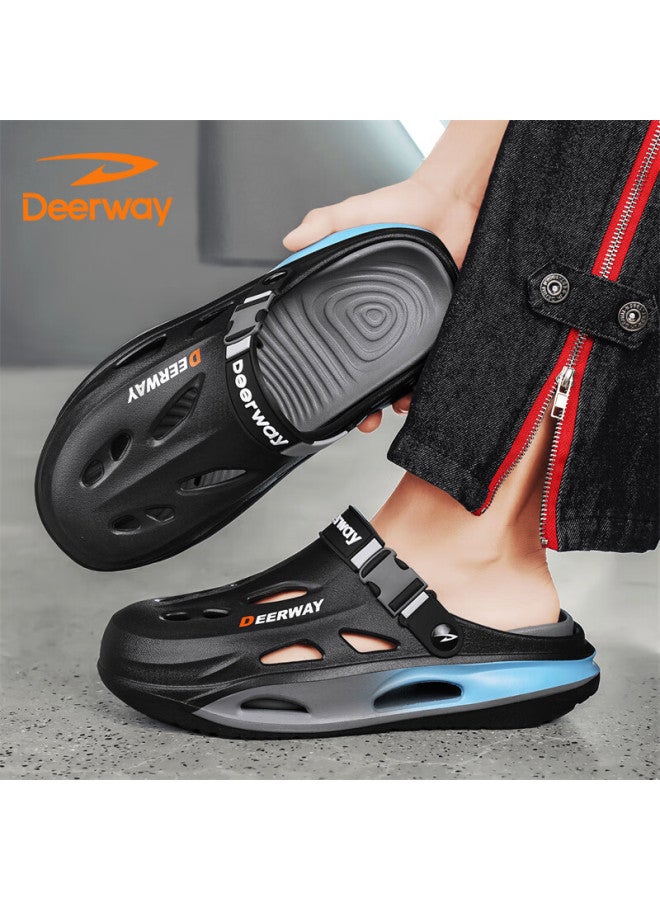 Deerway Perforated Shoes For Men, Summer Home Sandals, Breathable Slippers For Men, Versatile Beach Shoes, Black Moon, Size 40/41 - Image 2