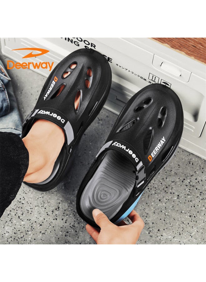 Deerway Perforated Shoes For Men, Summer Home Sandals, Breathable Slippers For Men, Versatile Beach Shoes, Black Moon, Size 40/41 - Image 3