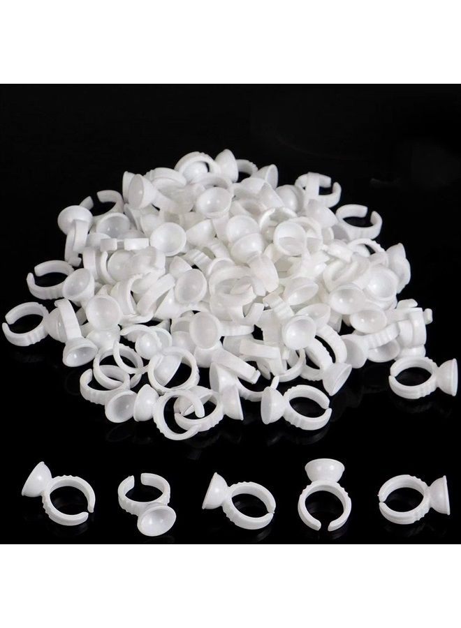BTArtbox 300PCS Tattoo Rings Cups Disposable Glue Holder Plastic Tattoo Ink Pigment Ring Adhesive Makeup Rings Palette For Eyelash Extension Nail Art - Image 1