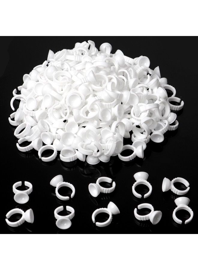 BTArtbox 300PCS Tattoo Rings Cups Disposable Glue Holder Plastic Tattoo Ink Pigment Ring Adhesive Makeup Rings Palette For Eyelash Extension Nail Art - Image 2