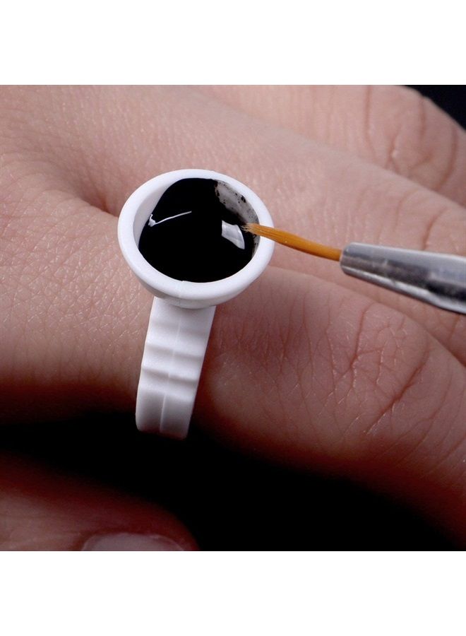 BTArtbox 300PCS Tattoo Rings Cups Disposable Glue Holder Plastic Tattoo Ink Pigment Ring Adhesive Makeup Rings Palette For Eyelash Extension Nail Art - Image 5