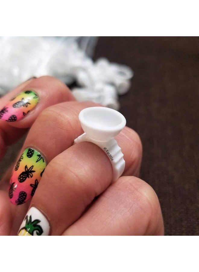 BTArtbox 300PCS Tattoo Rings Cups Disposable Glue Holder Plastic Tattoo Ink Pigment Ring Adhesive Makeup Rings Palette For Eyelash Extension Nail Art - Image 4