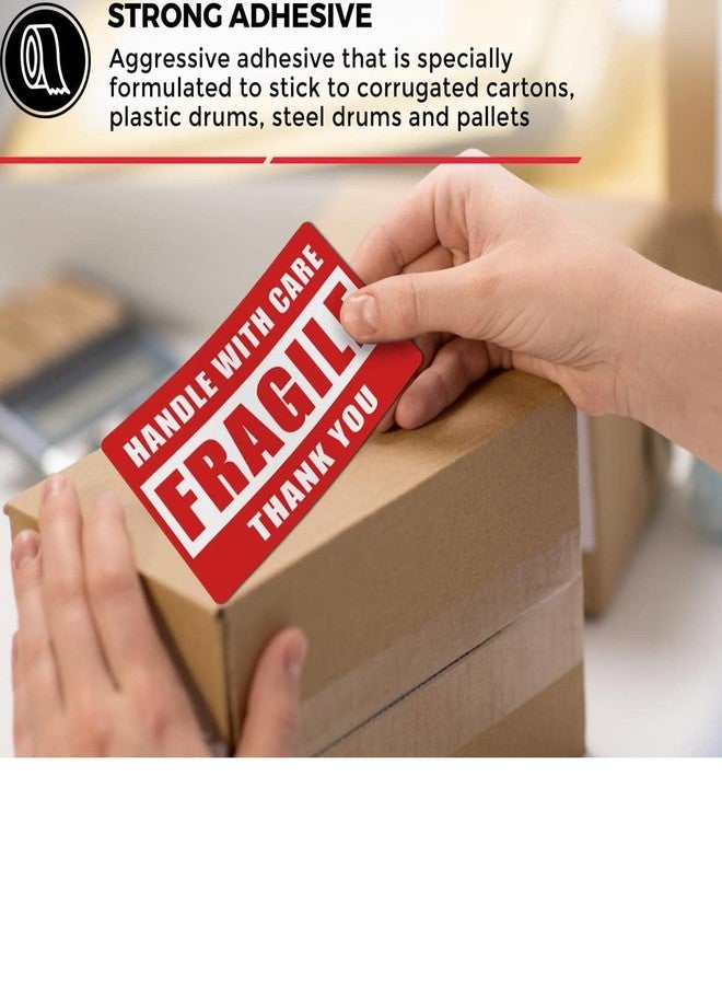 BAR-CODING TECH®, Fragile Stickers - 3"x 2" Strong Adhesive Red Fragile Labels Handle with Care Warning Stickers for Shipping Packing of Goods (1 Roll - 300 Sticker) (1) - Image 3
