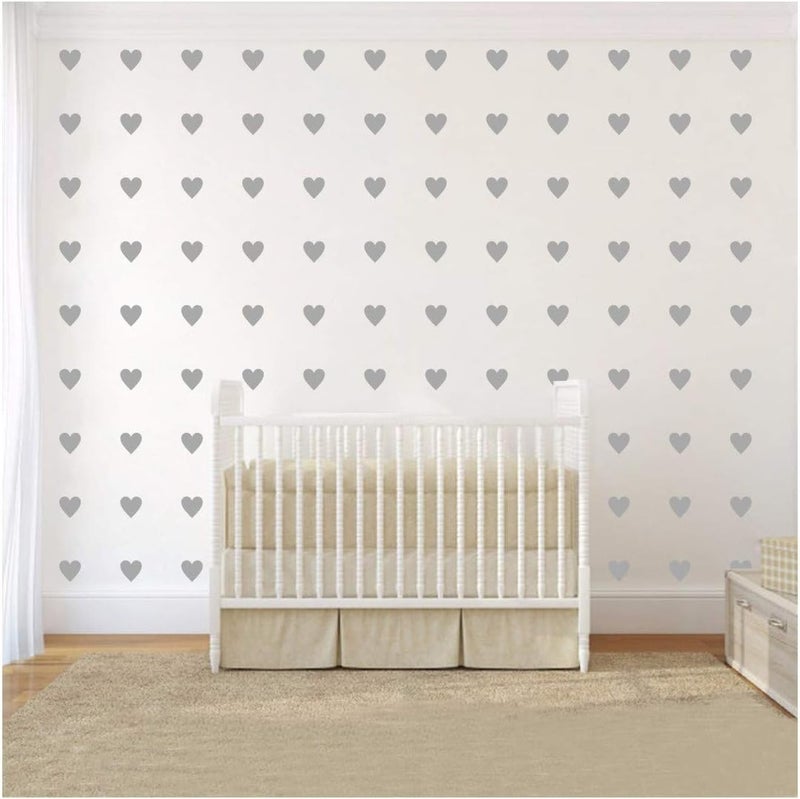 JURUOXIN 2 Inch Gray Heart Wall Decals - 100 Pieces - Image 2