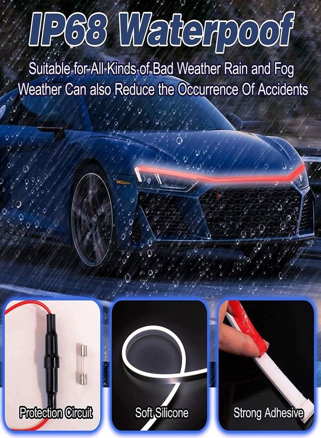 GOODREAM Car Hood Light,70 Inch Auto LED Daytime Running Lights Strip,12V Flexible Headlight Universal Engine Cover Decor Exterior Accessories for Cars,SUVs, Trucks,Dynamic Scan Start-up Effect (Red) - Image 5