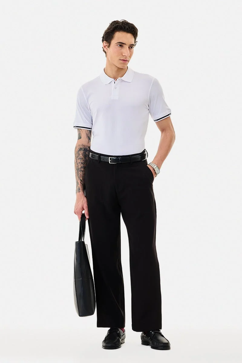 SNITCH White Solid Half Sleeve Regular Fit Casual T-Shirt
