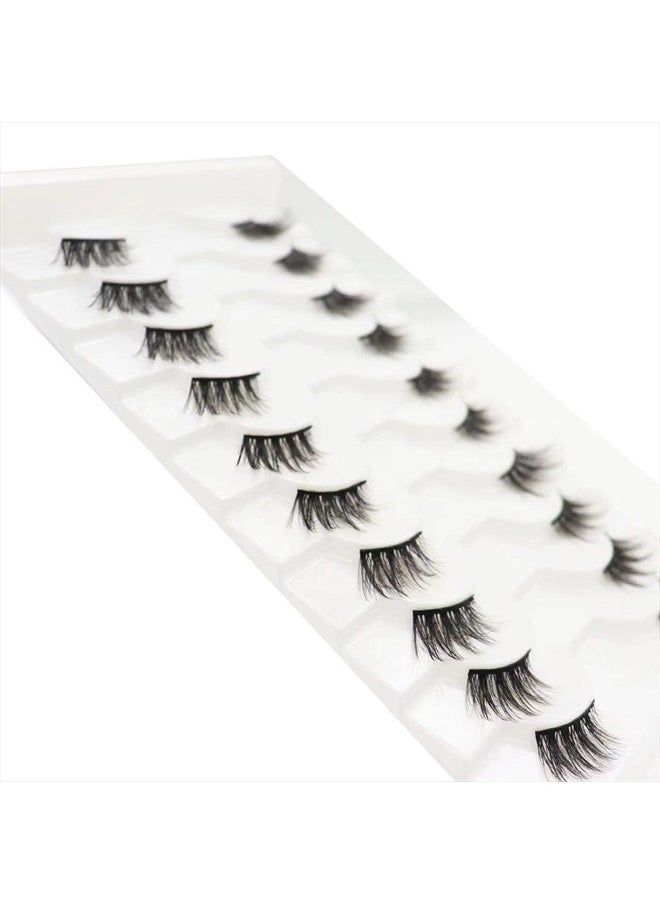 DAODER False Eyelashes Half Lashes Natural Look Wispy Cat Eye Lashes 3D Mink Lashes 8~15mm Volume Eyelash Soft Handmade Fake Lashes 10 Pairs Multipack(Half Lashes Wispy)  - Image 4