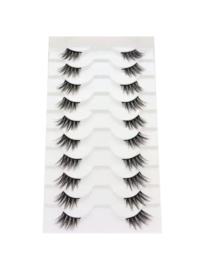 DAODER False Eyelashes Half Lashes Natural Look Wispy Cat Eye Lashes 3D Mink Lashes 8~15mm Volume Eyelash Soft Handmade Fake Lashes 10 Pairs Multipack(Half Lashes Wispy)  - Image 1