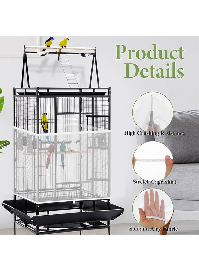 اتش اس قفص الطيور تغطية صافي ، قابل للتعديل قفص الطيور البذور الماسك ، الشاش تغطية قفص الطيور ، ومنع التشتت والفوضى ، اكسسوارات قفص الطيور الببغاء تغطية صافي ، أبيض - Image 3
