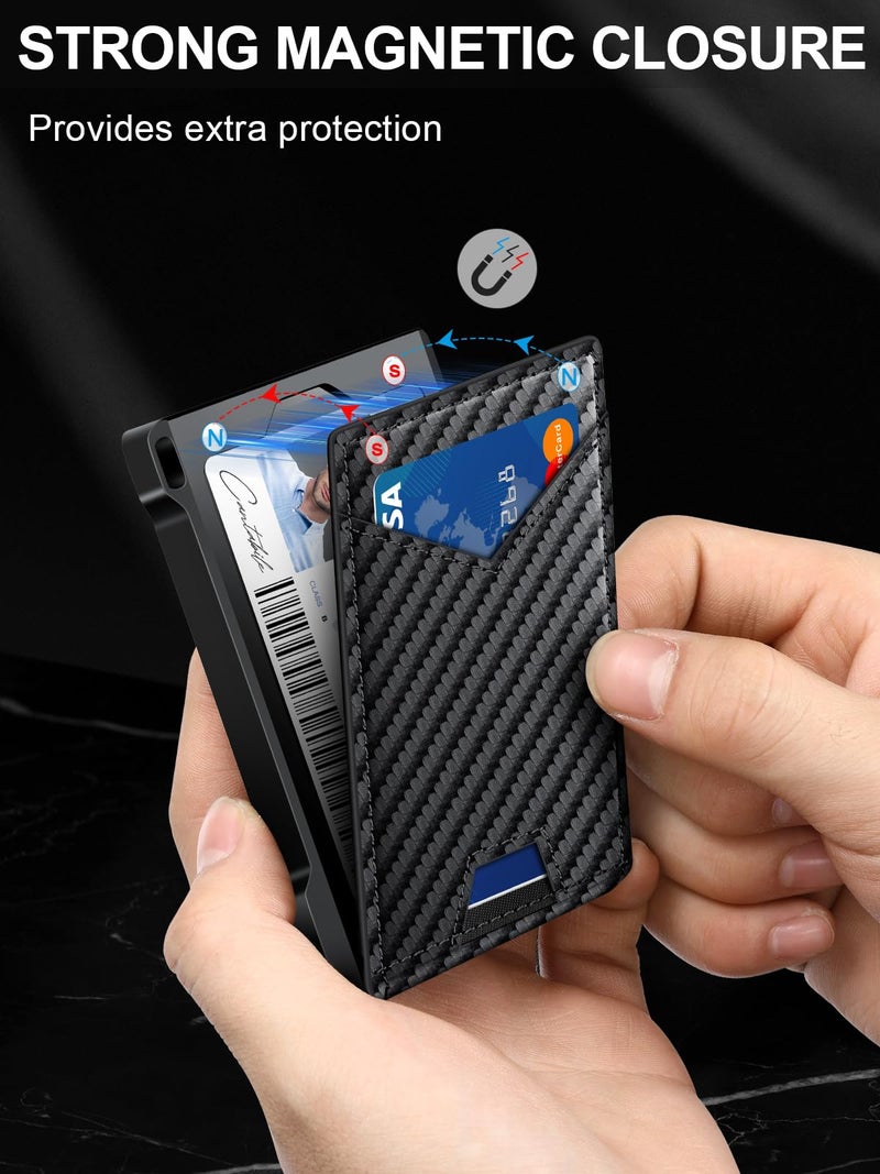 kafellon Wallet for Men RFID Wallet with 2 ID Windows & Money Clip, Slim Pop Up Card Holder for 10-12 Cards, Bifold Minimalist Smart Wallet for Front Pocket, Compact Metal Credit Card Holder, Gifts for Men - Image 4