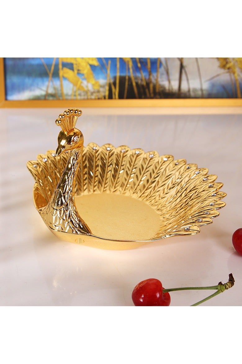 عام صحن فواكه معدني على شكل بجعة، صحن ذهبي صغير للحلوى والمقرمشات، مناسب للفنادق والمنازل. - Image 1