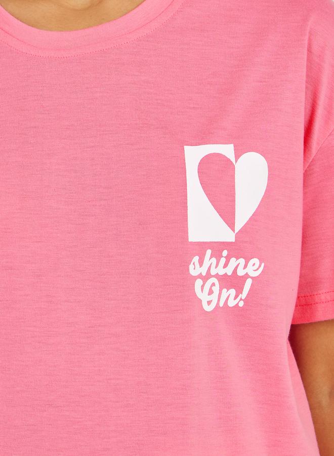 Styli Split Heart Graphic Dropped Shoulder T-Shirt & Pyjama Set  - Image 4