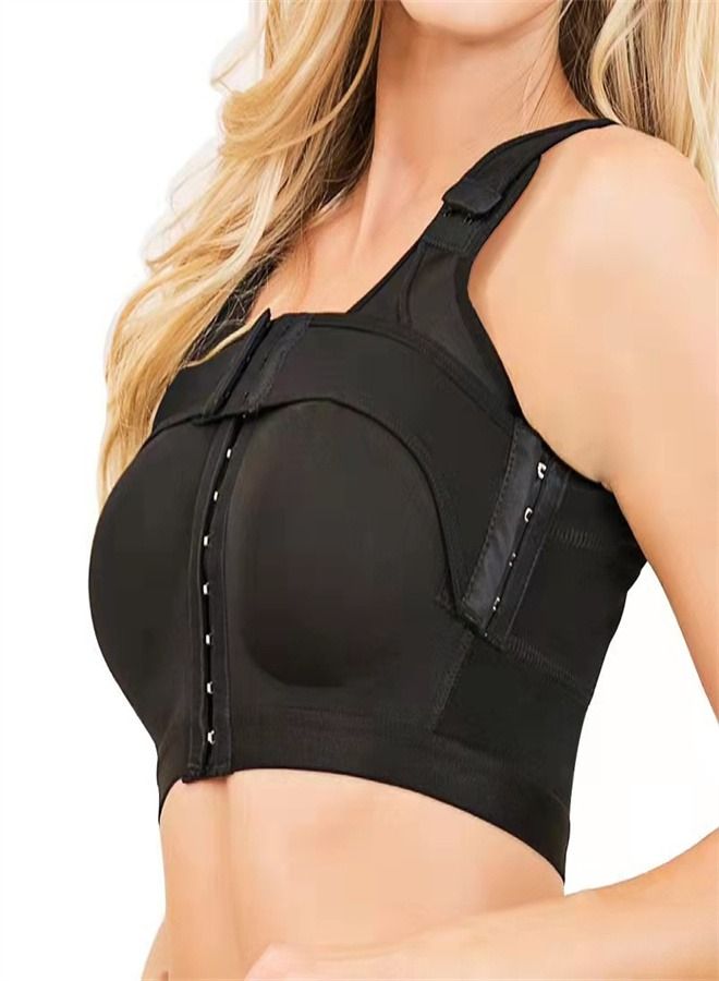 Loquat Shockproof Sports Bra With Front Buckle Black