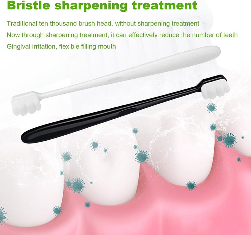 BFQZ 4Pcs Soft Bristle Toothbrush, Soft Micro Nano Manual Toothbrushs, Soft Bristled Adult Toothbrush Micro-Nano Manual Toothbrushs for Fragile Gums Adult and Children for Sensitive Teeth(Black+White) - Image 4
