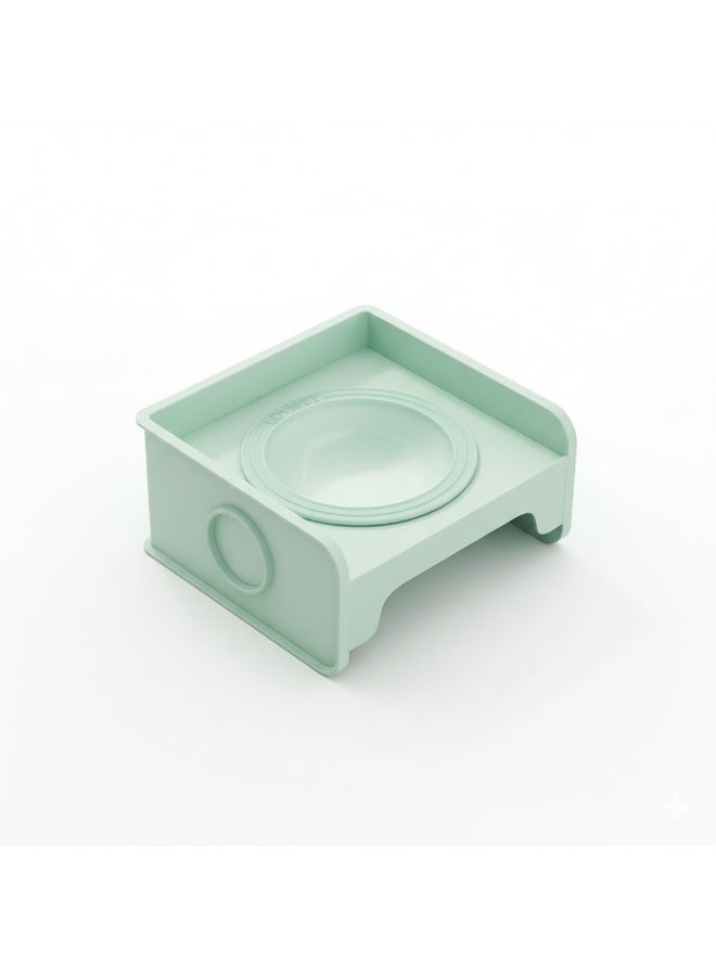 EPET Elevated Pet Bowl for Cats & Small Dogs - Raised Ceramic Food Water Dish - Modern Anti-Vomit Design Ergonomic Feeder Stand (Green) - Image 1