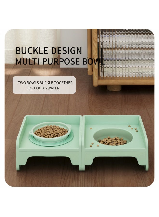EPET Elevated Pet Bowl for Cats & Small Dogs - Raised Ceramic Food Water Dish - Modern Anti-Vomit Design Ergonomic Feeder Stand (Green) - Image 4