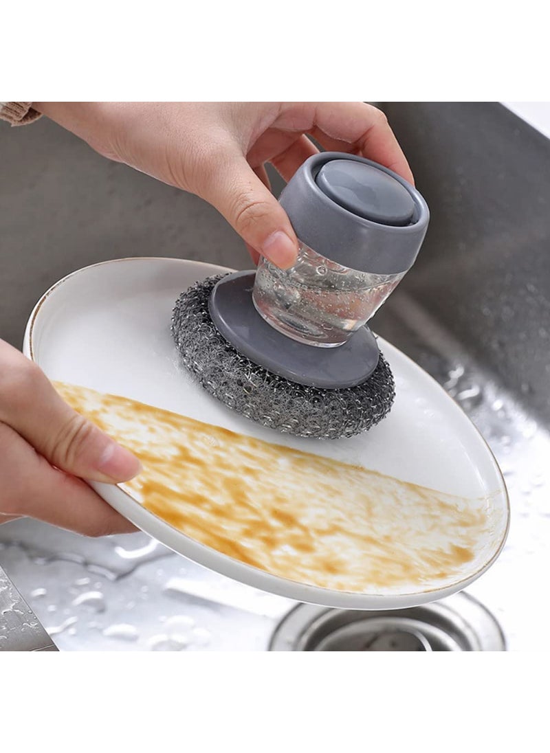 TOPHAVEN TOPHAVEN Multifunctional Soap Dispensing Palm Brush Cleaning Brush Kitchen Tools Self Dispensing Soap Scrubber Sponge with Steel Wire (Pack of 1)  - Image 1