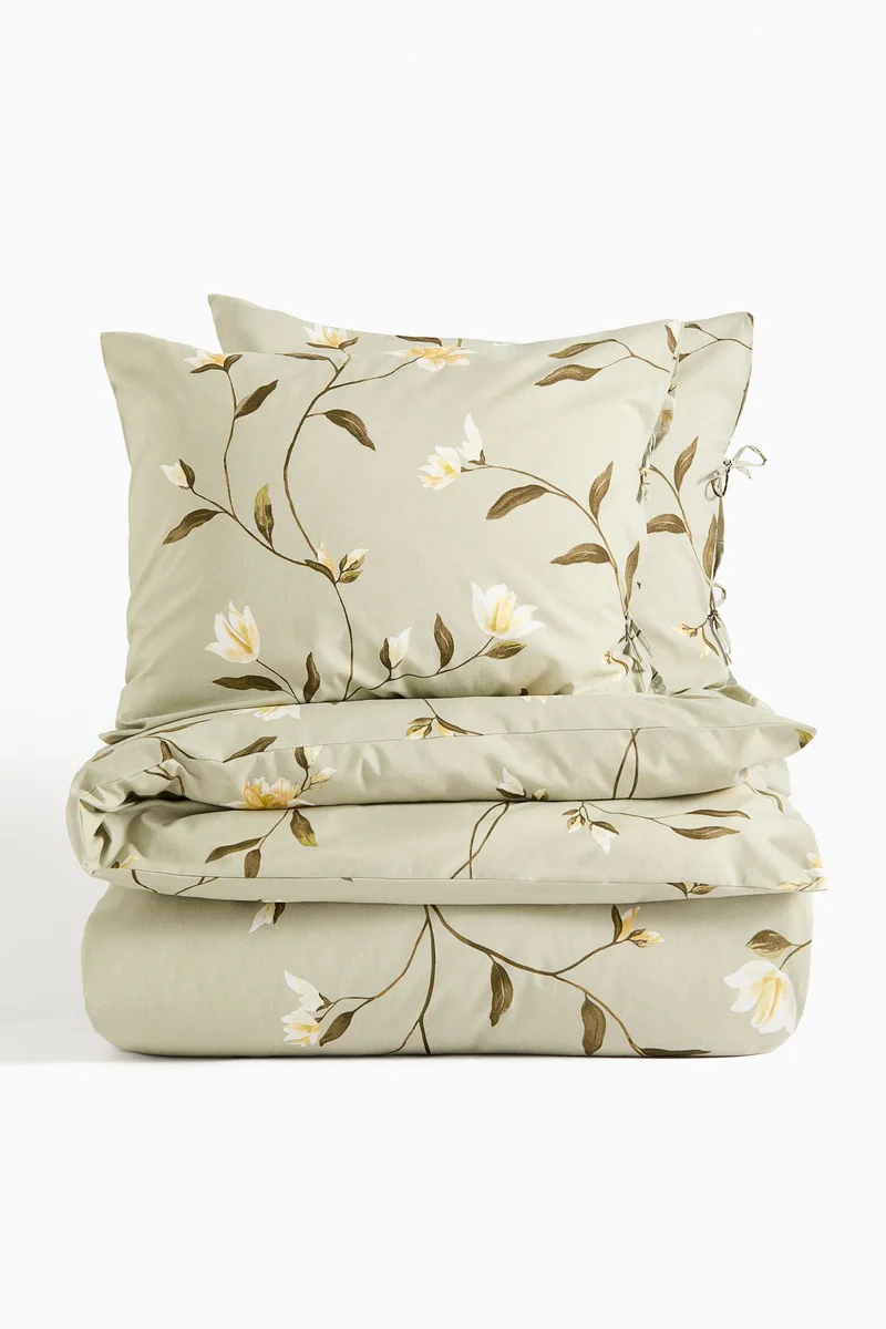 اتش اند ام طقم غطاء لحاف قطني بمقاس دوبل/ كينج