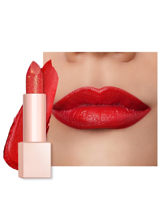 Oulac Moisturizing Coral Red Lipstick Tinted Lip Balm Infused with Damask Rose Oil Alleviate Lips Shiny Lightweight Lip Makeup Vegan Gluten Free PG02 Red Coral - Image 2