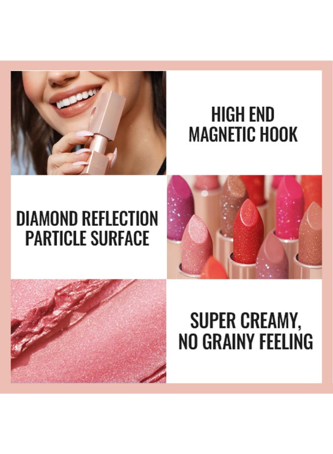 Oulac Moisturizing Coral Red Lipstick Tinted Lip Balm Infused with Damask Rose Oil Alleviate Lips Shiny Lightweight Lip Makeup Vegan Gluten Free PG02 Red Coral - Image 4