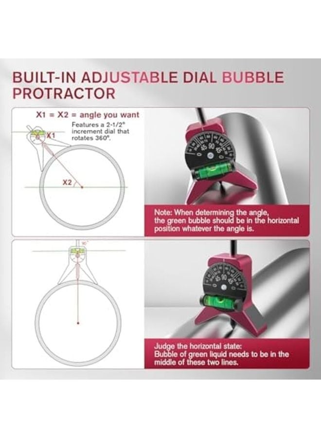 أداة تحديد مركز الأنابيب المغناطيسية مع منقلة فقاعية قابلة للتعديل للأنابيب من ١٫٥ إلى ٦ بوصات - Image 3