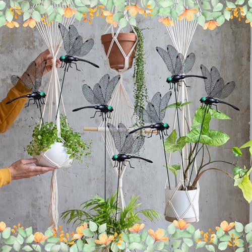 LOTADILO 20 Pieces Black Dragonfly Decorative Stakes, Lifelike 3D Big Dragonflies PVC Dragon Fly Garden Stake Decorative Dragonflies for Indoor Outdoor Yard Balcony Plant Flower Pot Decor - Image 3