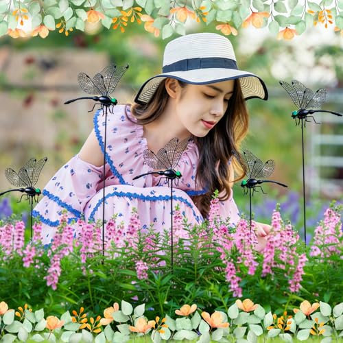 LOTADILO 20 Pieces Black Dragonfly Decorative Stakes, Lifelike 3D Big Dragonflies PVC Dragon Fly Garden Stake Decorative Dragonflies for Indoor Outdoor Yard Balcony Plant Flower Pot Decor - Image 5