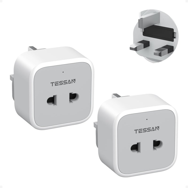 TESSAN Shaver Plug Adaptor UK, 10A Fused 2 pin to 3 pin Toothbrush Adapter - Image 1
