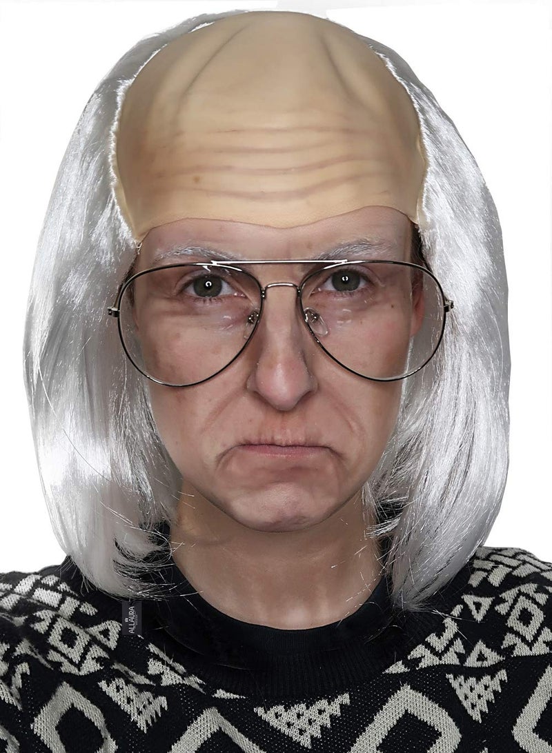 ALLAURA Old Man Costume Albert BaldWig White Balding Cap Wigs Franklin Albert OldBald Riff Raff Wig Old Man Wig