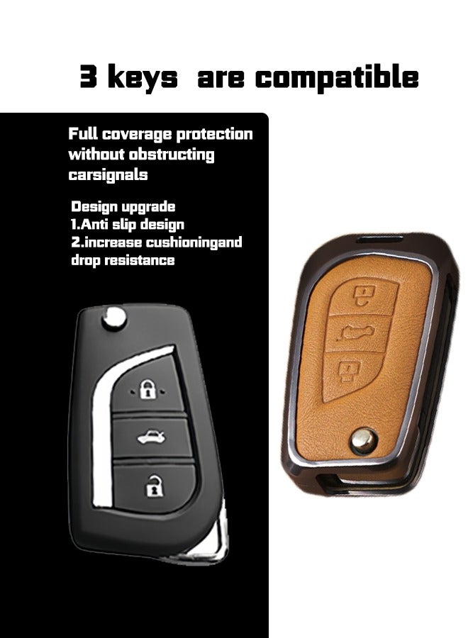 Car key sleeve, suitable for Toyota car key sleeve, perfectly wraps the car key, which is fall-resistant, wear-resistant and high-end. Material: cowhide. goodcar - Image 4