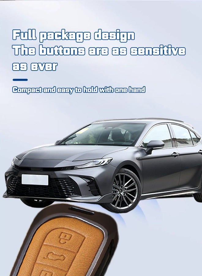 Car key sleeve, suitable for Toyota car key sleeve, perfectly wraps the car key, which is fall-resistant, wear-resistant and high-end. Material: cowhide. goodcar - Image 3