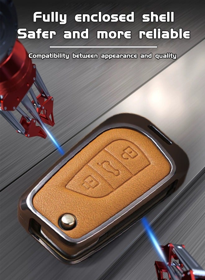 Car key sleeve, suitable for Toyota car key sleeve, perfectly wraps the car key, which is fall-resistant, wear-resistant and high-end. Material: cowhide. goodcar - Image 2