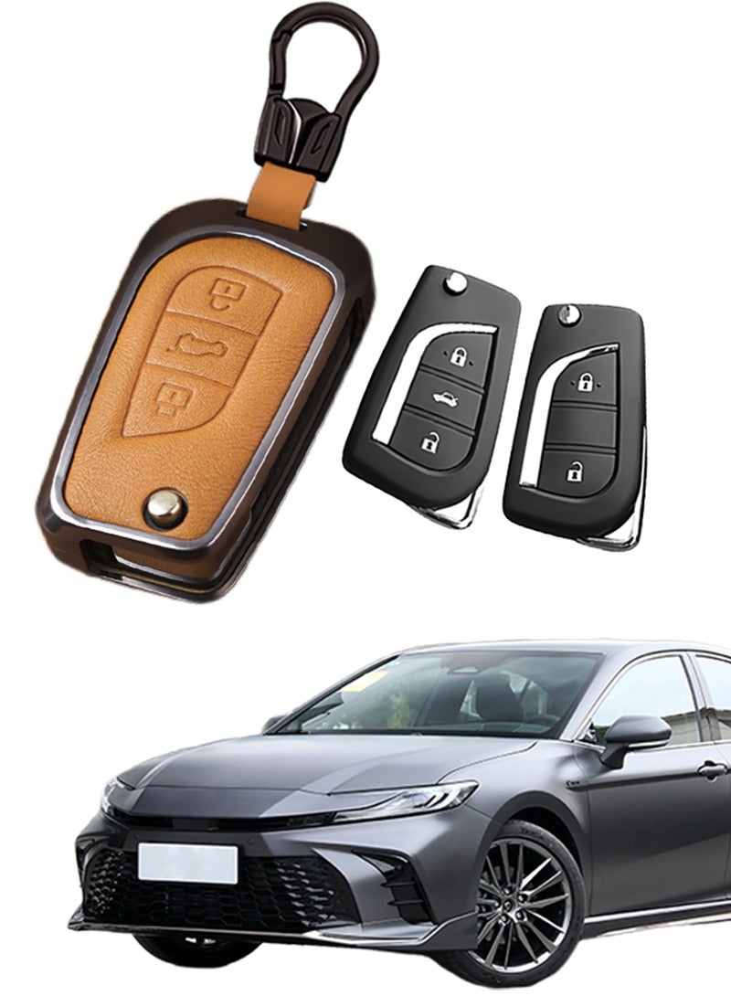 Car key sleeve, suitable for Toyota car key sleeve, perfectly wraps the car key, which is fall-resistant, wear-resistant and high-end. Material: cowhide. goodcar - Image 1