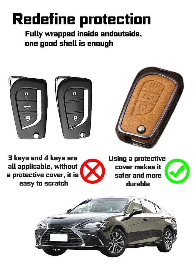 Car key sleeve, suitable for Toyota car key sleeve, perfectly wraps the car key, which is fall-resistant, wear-resistant and high-end. Material: cowhide. goodcar - Image 5