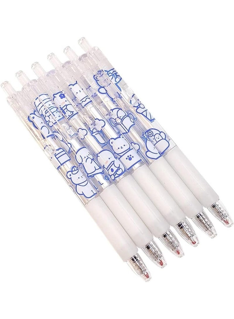 حزمة من 6 قلام حبر هلام لطيف ، قلام هلام قابلة للسحب 0.5 مم ، نقطة رقيقة سلسة الكتابة القلم ، نقطة الرصاصة ، لوازم مكتب كاواي الدب ، لمكتب المدرسة المنزل - Image 1